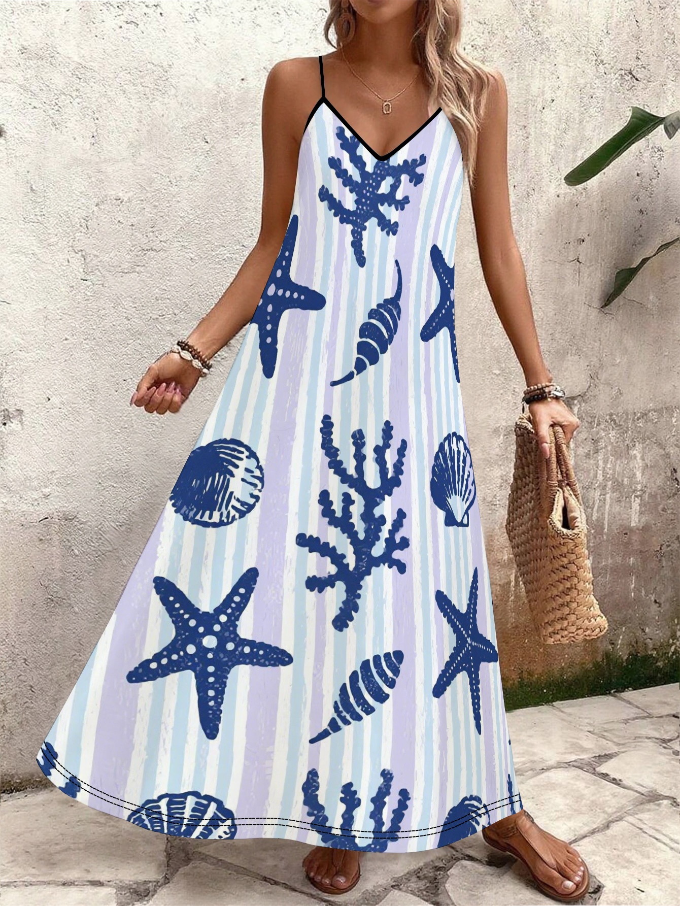 cos dress blue Aubade Swim Ladies Beach Walk Maxi Dress