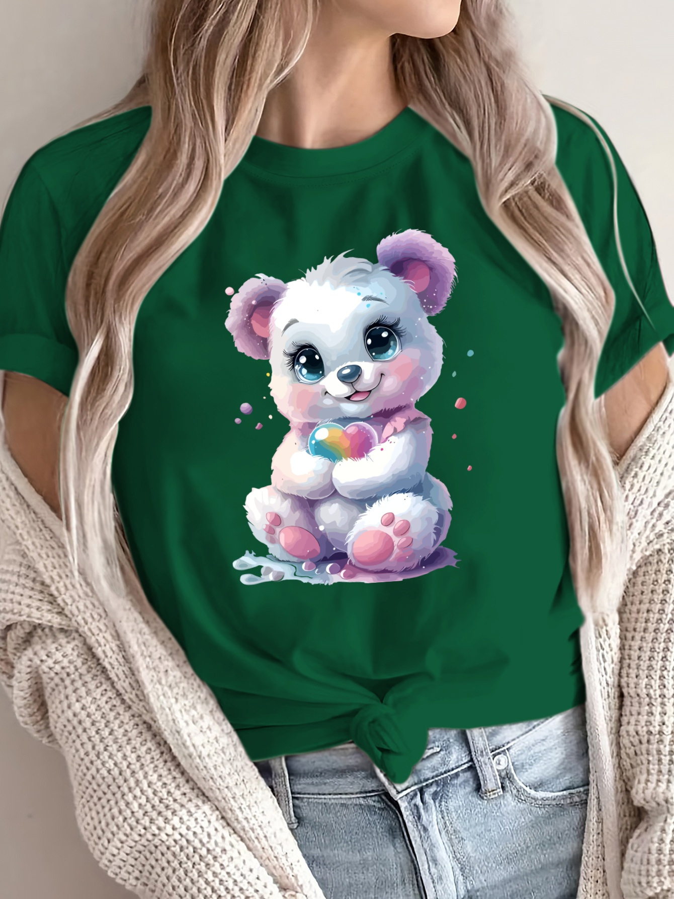 camiseta mujer estampado oso dibujos animados adorable Temu Colombia