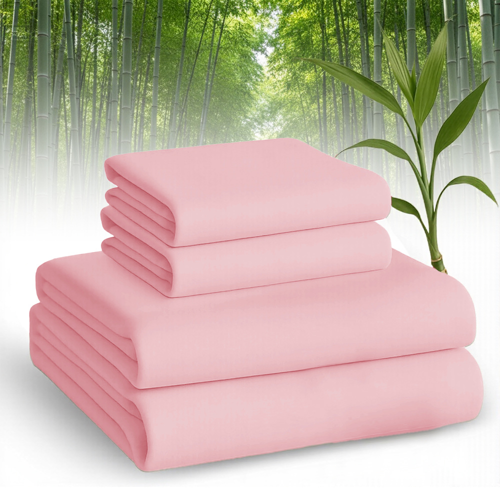 Set of Breathable Bamboo Bed Sheets Including Fitted Sheet And Pillowcases, Suitable for Children And Available in Queen And Twin Sizes. These Cooling Sheets Have Deep Pockets for Hot Sleepers And Make Excellent Gifts