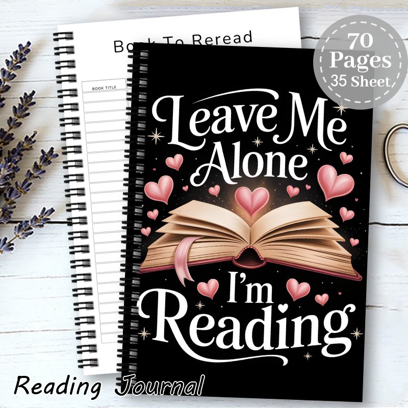 TEMU 1pc Reading Planner & Diary - Reading Log & With Book Journal, Alone I' Reading Themed Cover & Notebook For Book Clubs, , Book Lovers - Organize