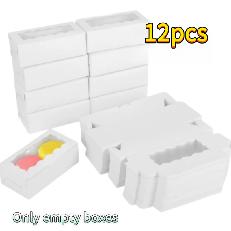 TEMU Lot de 12 boîtes de pâtisserie en carton blanc avec fenêtre transparente et couvercle rabattable - Convient pour biscuits, cupcakes, macarons,