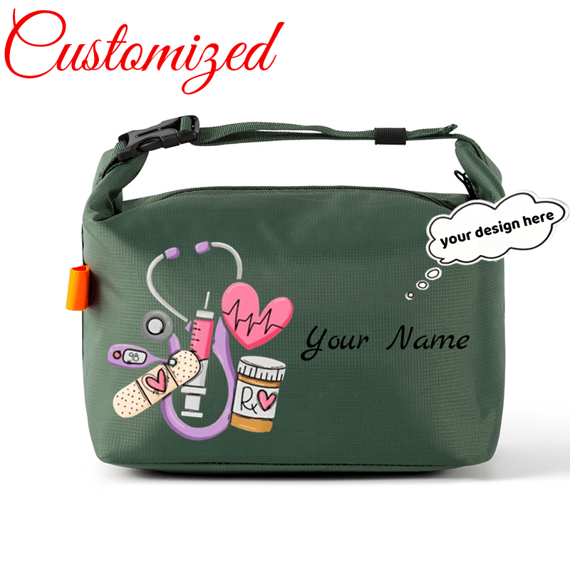 TEMU Customized Name Women's -themed Nurse Tote Bag - Multifunctional Storage Bag With Handles, Portable Organizer Bag Featuring A Stethoscope