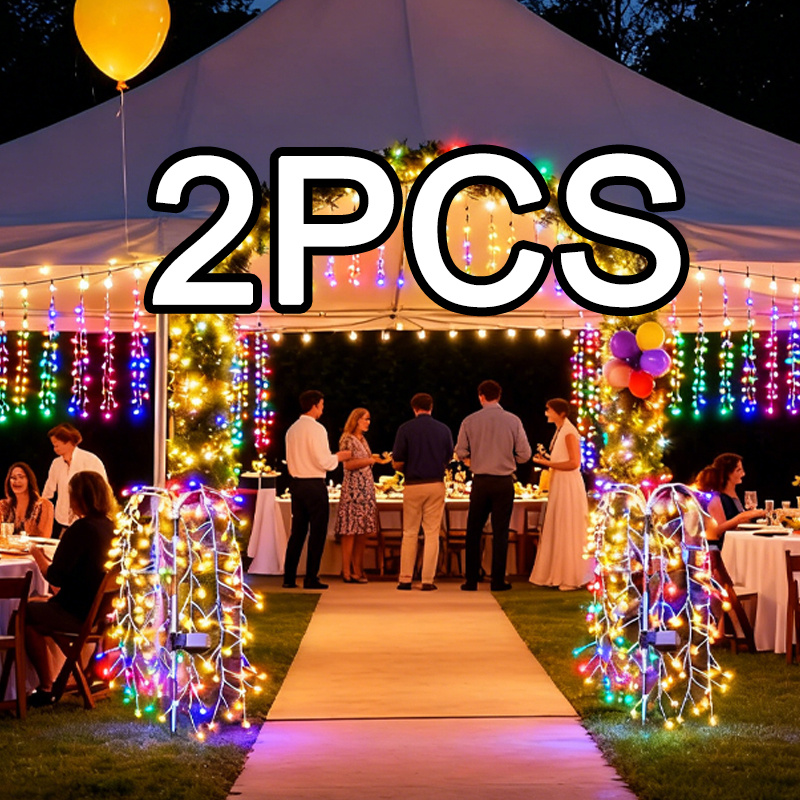 TEMU 2pcs 450Leds*2pcs - Guirlandes Lumineuses Solaires Feux d'Artifice de , 8 d'Éclairage, Design Feux d'Artifice Colorés pour Noël, Halloween et