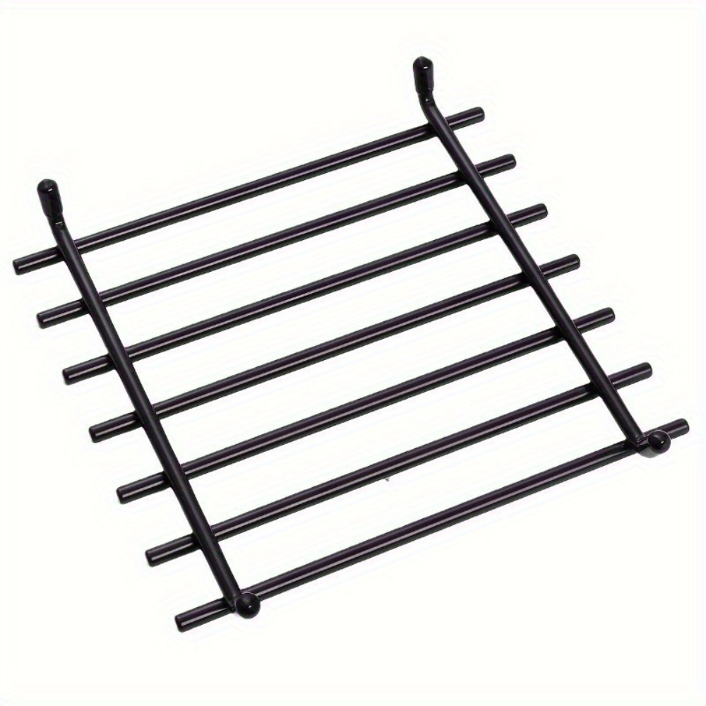 TEMU Modern Minimalist Wrought Iron Kitchen Counter Mat, Heat Insulation & Anti-scratch Metal Material, Square Trivet For Hot Dishes & Stove , Black