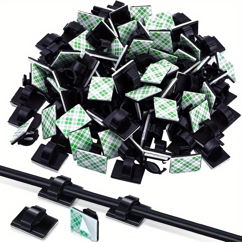 50pcs   cable wire clips strong cord clips with green white checkered design durable plastic wire holders for cable management ideal for home   under desk wall organization cable cord holder desk organizer checkered pattern sturdy construction
