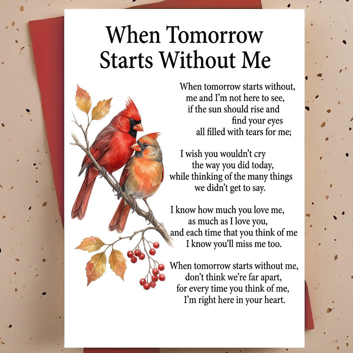 TEMU 1pc Sympathy Greeting Card For , Close – Birds Watercolor Hand-drawn Design, Tender Comforting Card, With Envelope