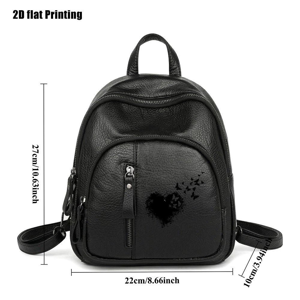 TEMU Women's Stylish Backpack With Heart Print, A Portable And Lightweight Daypack. This Simple Yet Durable And Multi-functional Bag Is Perfect For
