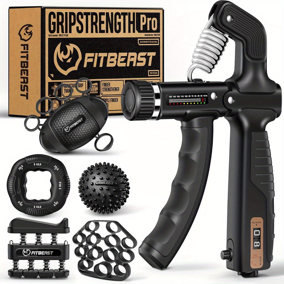 grip strength trainer hand gripper strengthener kit 6 pack with adjustable   forearm strengthener forearm exerciser and massage balls for hand relax grip training and recovery Product details 5