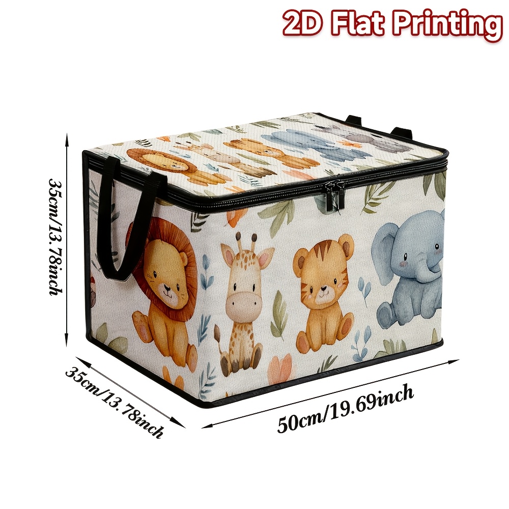 TEMU Hot Item | Cartoon Forest Animals Storage Box Large Capacity Storage Box Clothes Zipper Organizer Box Foldable Fabric Storage Box, Under-bed