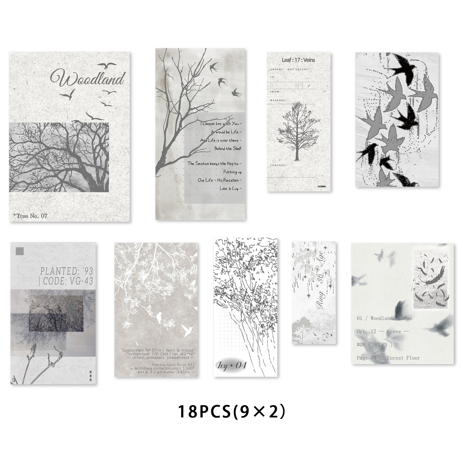TEMU Life 18pcs Cold Gray Artistic Memo Pad Material Book, Dead English Printed Design Diy Journal Border Decorative Sticker Book, For Laptops,