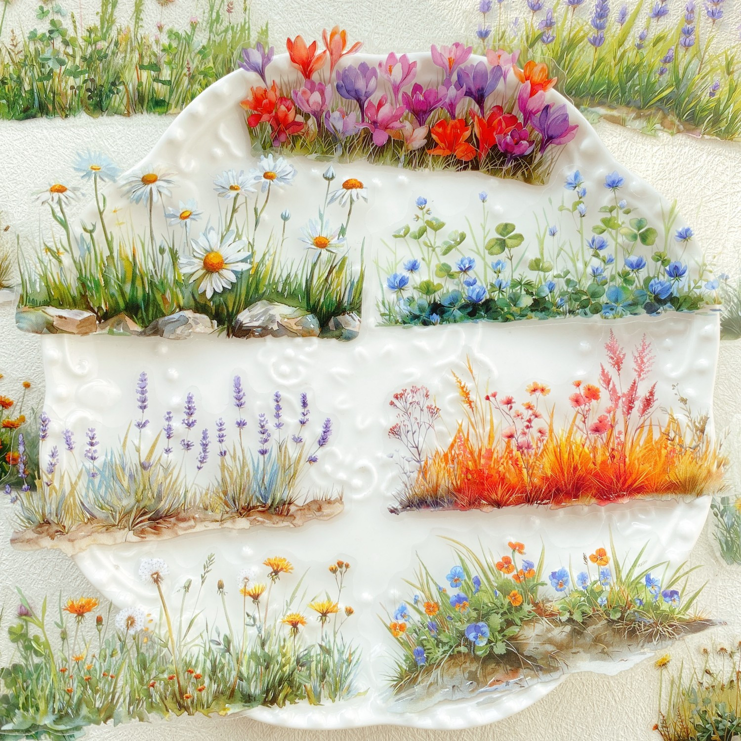 Pack Of 20 Flower-themed Stickers Featuring , Made Of Pet, Perfect For Decoration In Planners And Junk Journals