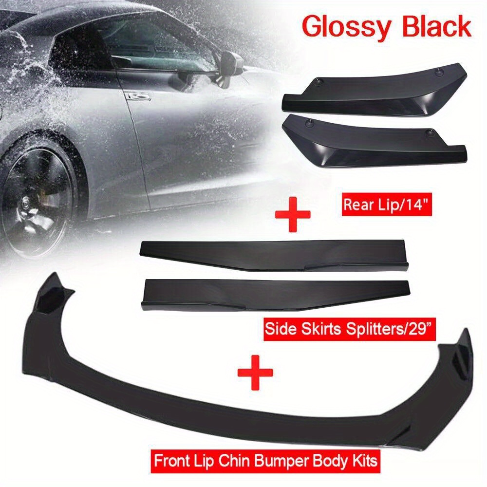 Kit Lèvre Avant Pare-chocs Universel - Spoiler Aérodynamique Noir Brillant Pour Modification Voiture