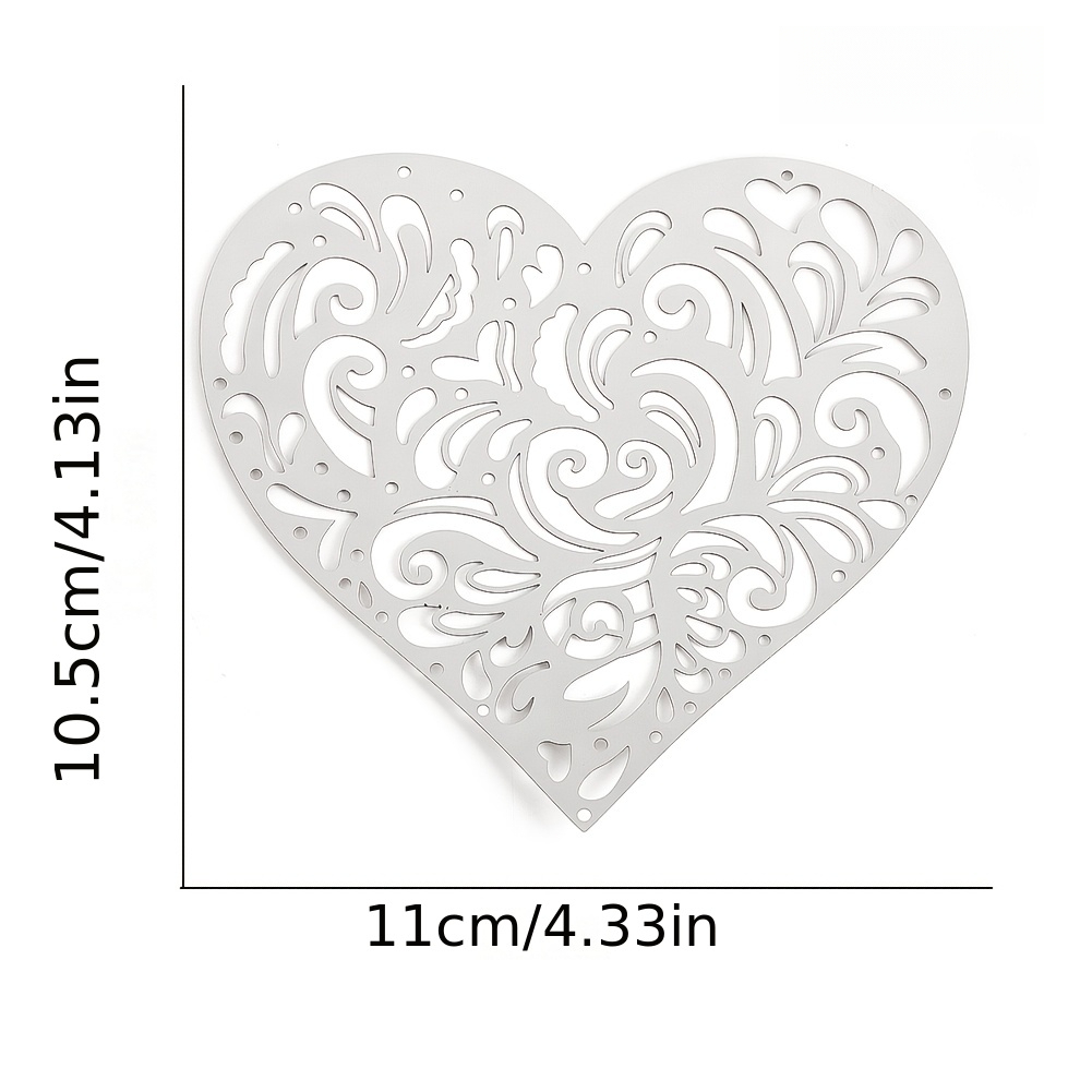 E-shop 4,3-Zoll Hohles Herz Blumenanhänger - Edelstahl Windspiel Charm, Sonnenlicht-fangende Teile und Ergänzungen, für Balkon, Garten, Fenster,