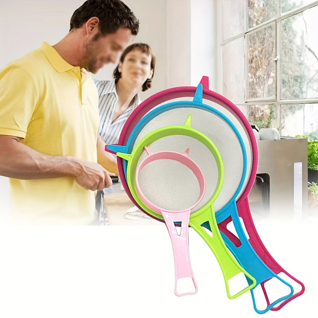 4pcs Multifunctional Strainer Set - Colorful Kitchen Filter Suitable for Tea, Juice, And Soy Milk - Durable Food-Grade Plastic Design with Ergonomic Handle And Fine Mesh - Space-Saving Kitchen Tool, Countertop Water Filter, Tea Brewing Device 12 4pcs Multifunctional Strainer Set - Colorful Kitchen Filter Suitable for Tea, Juice, And Soy Milk - Durable Food-Grade Plastic Design with Ergonomic Handle And Fine Mesh - Space-Saving Kitchen Tool, Countertop Water Filter, Tea Brewing Device