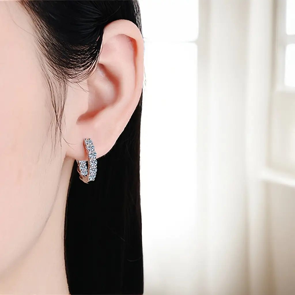 1 8 carat round cut   vvs1 clarity lab   moissanite earrings for women 925 sterling silver hoop earrings   anniversary birthday valentines day or christmas gifts Product details 3