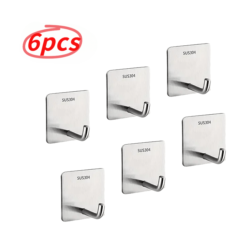 3/6/9pcs, Stainless Steel Hooks, Multifunctional Hooks Kitchen Hooks Adhesive Hooks