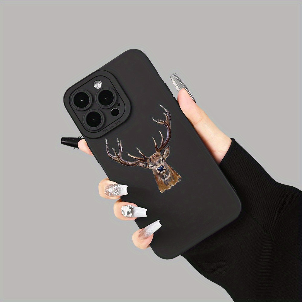 TEMU Unique Mobile Phone Case With Trendy Deer Head Pattern Printing. Creative And Fashionable Mobile Phone Shell, Suitable For All Models, Including