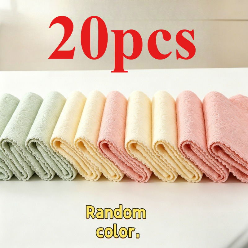 TEMU 20pcs Random Colors Cute Multicolor Washable Cleaning Cloths â Reusable Quick-dry Microfiber Cloths, Suitable For Kitchen, Bathroom, Glass, And