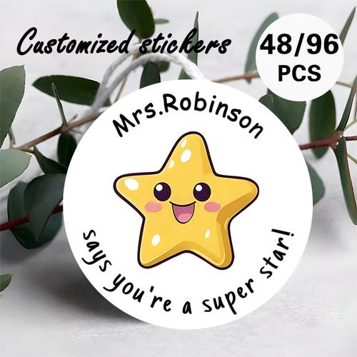 custom 48 96pcs encouragement round stickers personalizable text content featuring a for praise notes gift embellishments diary ornamentation etc