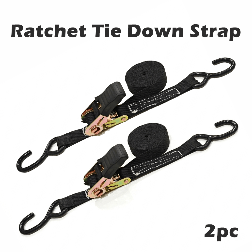 TEMU 1/2pcs 1inch X 15ft Heavy Duty Ratchet Tie Down Straps, S Hook 1500lbs Break Strength Lashing Straps For Trucks Trailers Moving, Motorcycles And