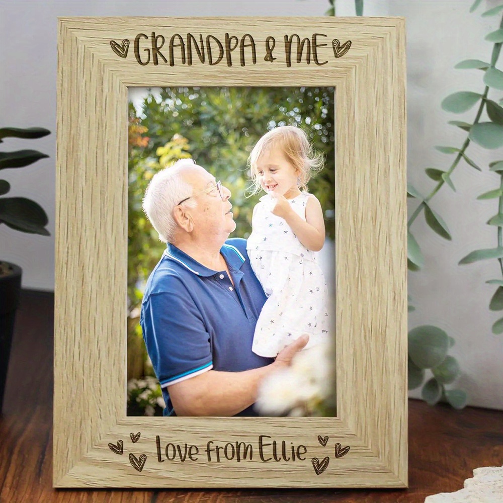 TEMU Custom "grandpa & Me" Wooden Frame With Personalized Text - Ideal Grandfather Gift For Christmas, Father's Day, Day | Family Photos, Grandparent