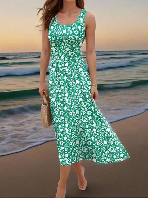 summer dresses for women 2025 sleeveless boho maxi sundress loose casual flowy beach dress midi dress