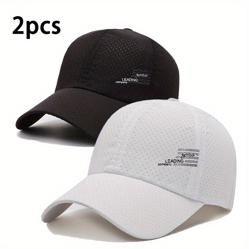 

2pcs/set Quick-dry Baseball Caps, 100% Polyester, Breathable Mesh, Unisex, Sporty Casual Spring/summer Headwear
