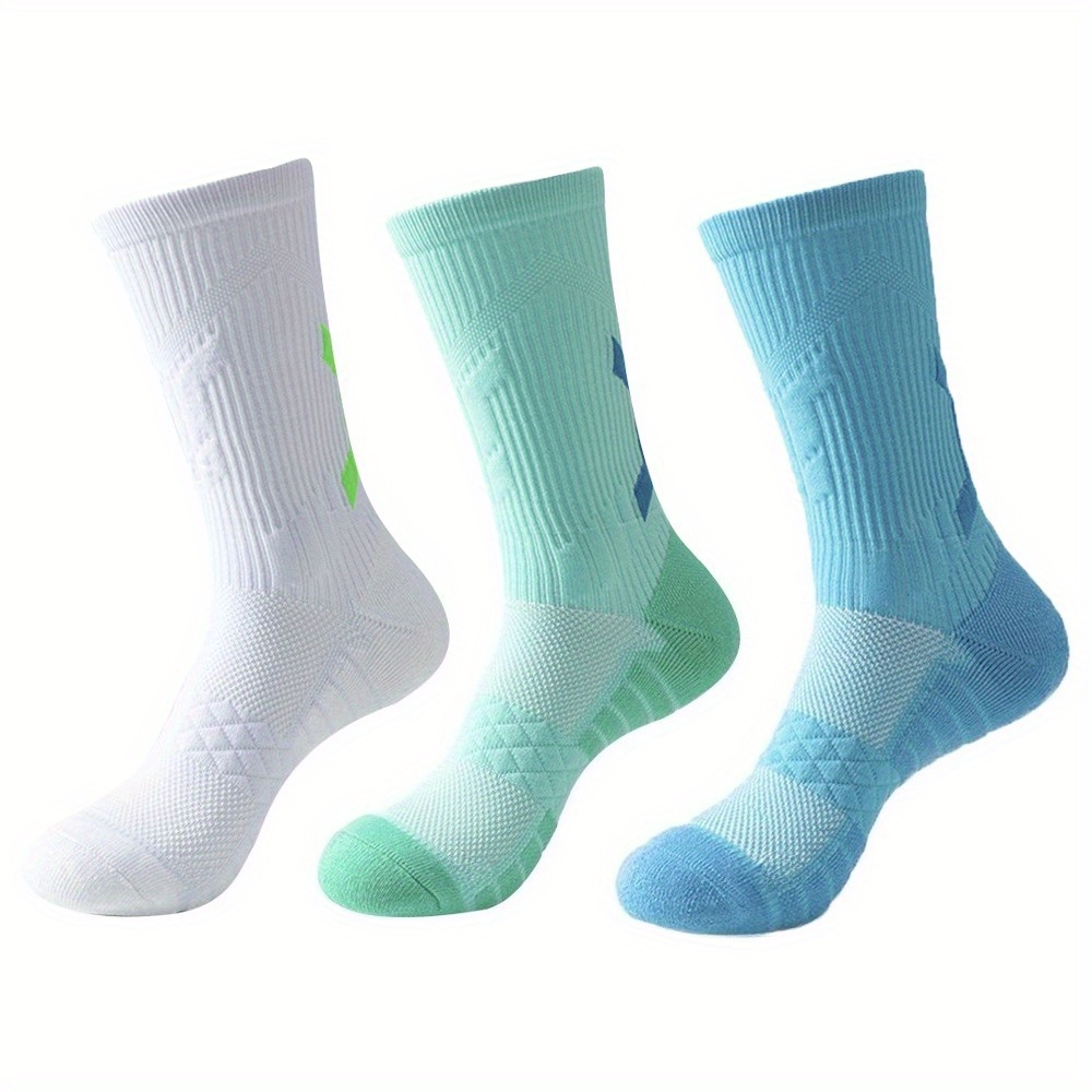 E-shop 3 Paar Hochwertige Profi-Basketballsocken für Herren, Dicke Frottee-Feuchtig keitsableitende Atmungsaktive Sportlange Socken, Für Autumn Winter,