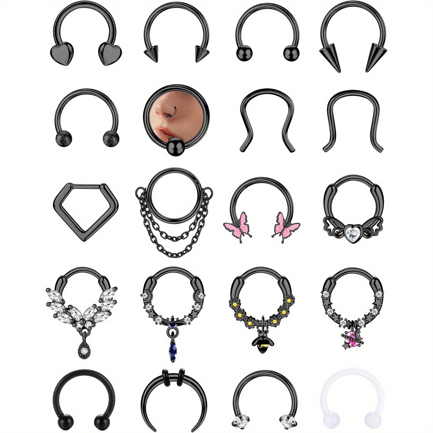 20Pcs Golden Septum Rings 16G Small Septum Jewelry 316L