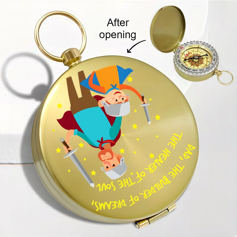 'Dad The Builder Of Dreams' Vintage Copper Compass with Keychain