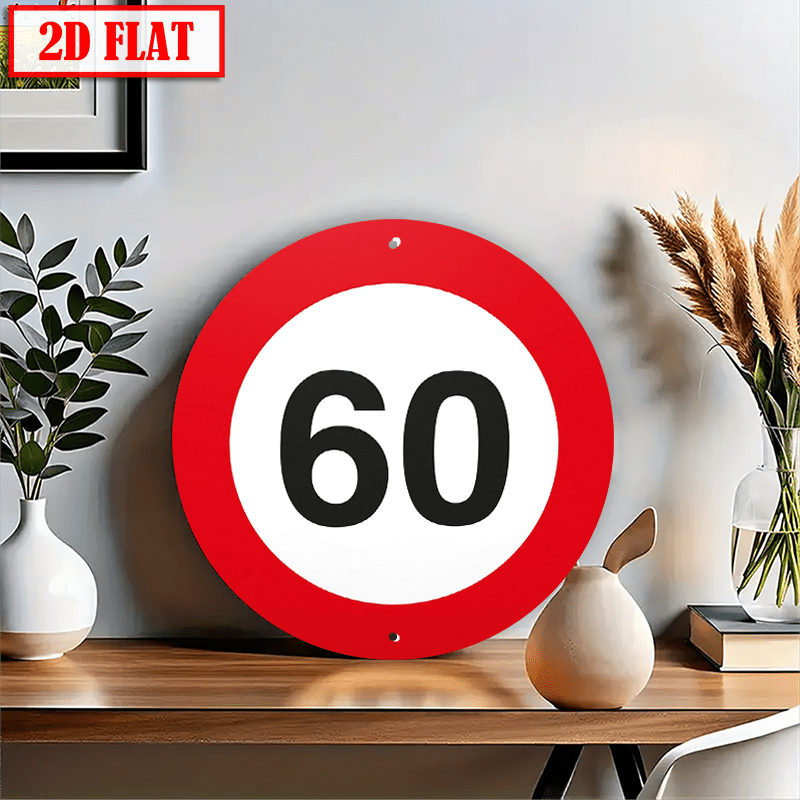 TEMU 2d Flat, 2d Flat 60th Birthday Wall Decoration - Round Aluminum 8x8 Inch (20x20cm) And - No Electricity Required, Easy Wall Hanging Home Decor -
