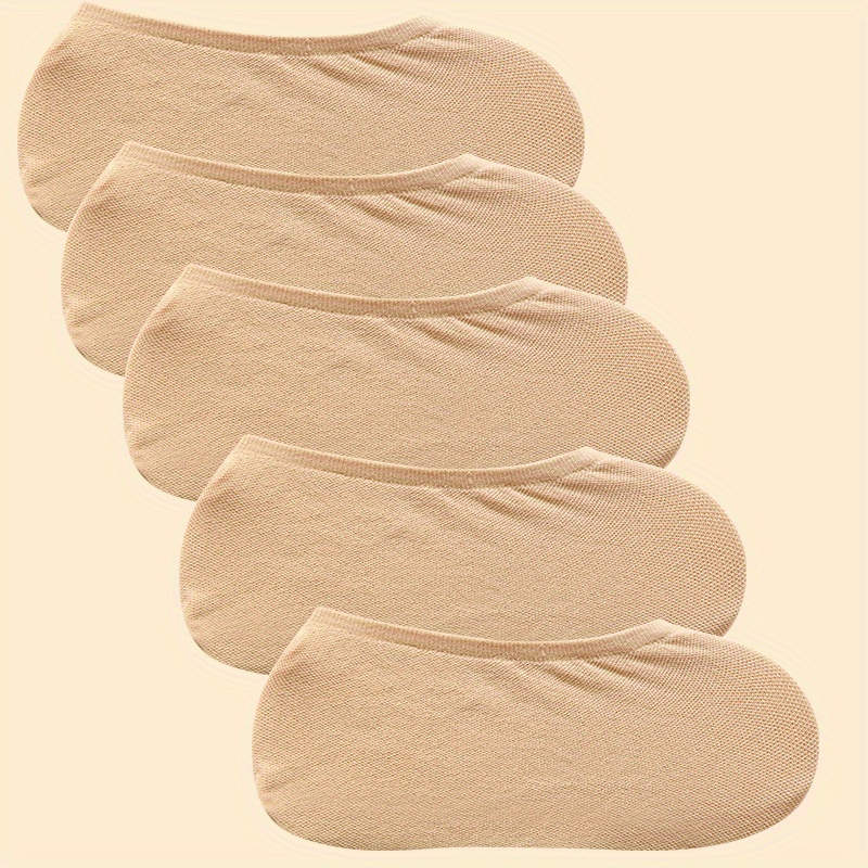 E-shop 5-Paar Damen High-Elasticität Dünne Bootsocken/ Socken - Rutschfest, Atmungsaktiv, Uni-Farben (//Nude) für Sneaker, & Fit, Freizeitkleidung &