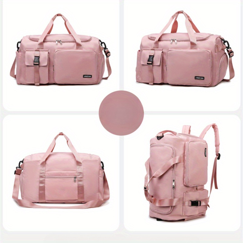 Bolsa de gimnasio de gran capacidad, mochila de viaje y bolso de mano con múltiples compartimentos, cierre con cremallera resistente, convertible en mochila o bolso de hombro para mujeres y hombres, compartimento principal amplio y bolsillo delantero, ideal para gimnasio, yoga, viajes de fin de semana y regalos, disponible en negro, portador de accesorios de yoga, compartimentos con cremallera