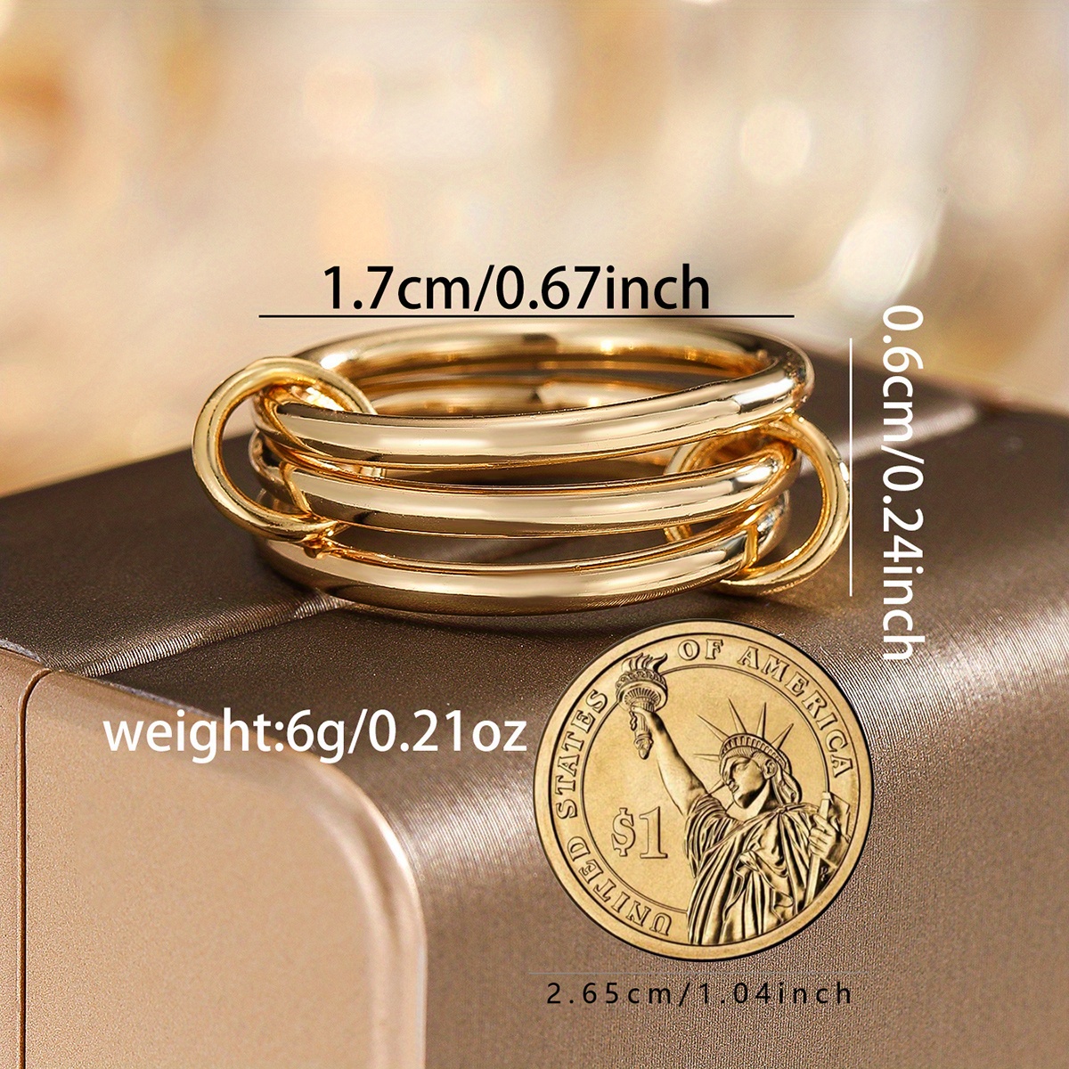 Three Smooth Rings Set for Party Wear