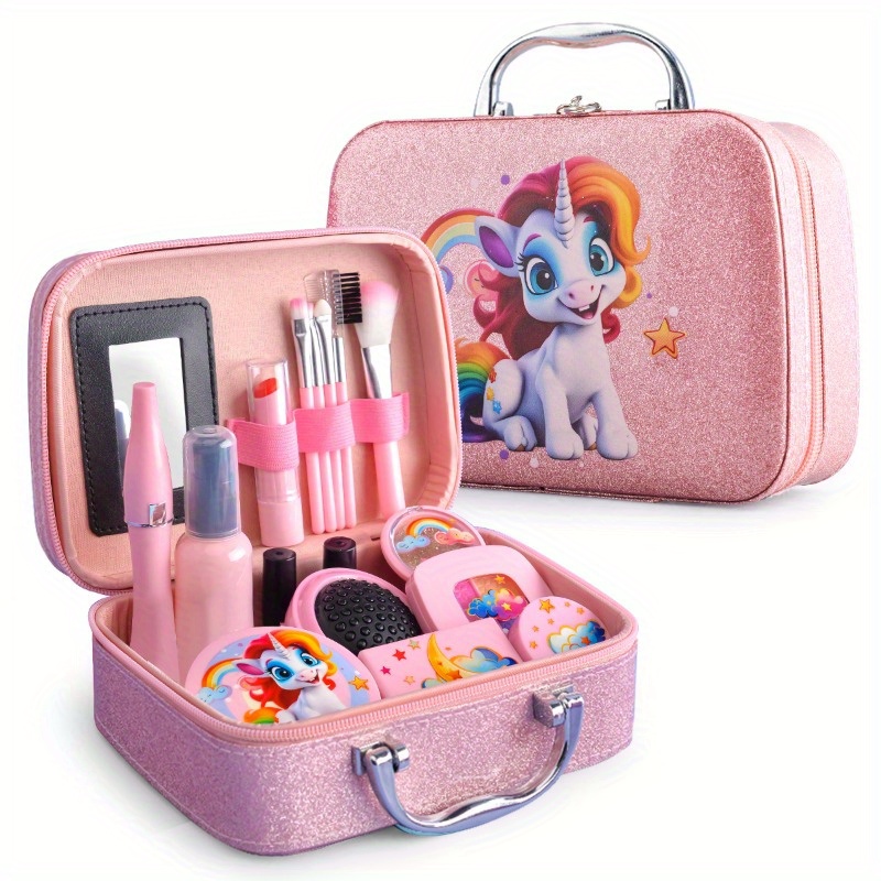 15pcs   cosmetic set makeup toiletry pouches with rainbow stars clouds design durable plastic ideal for birthday christmas halloween gifts for kids unicorn birthday party supplies