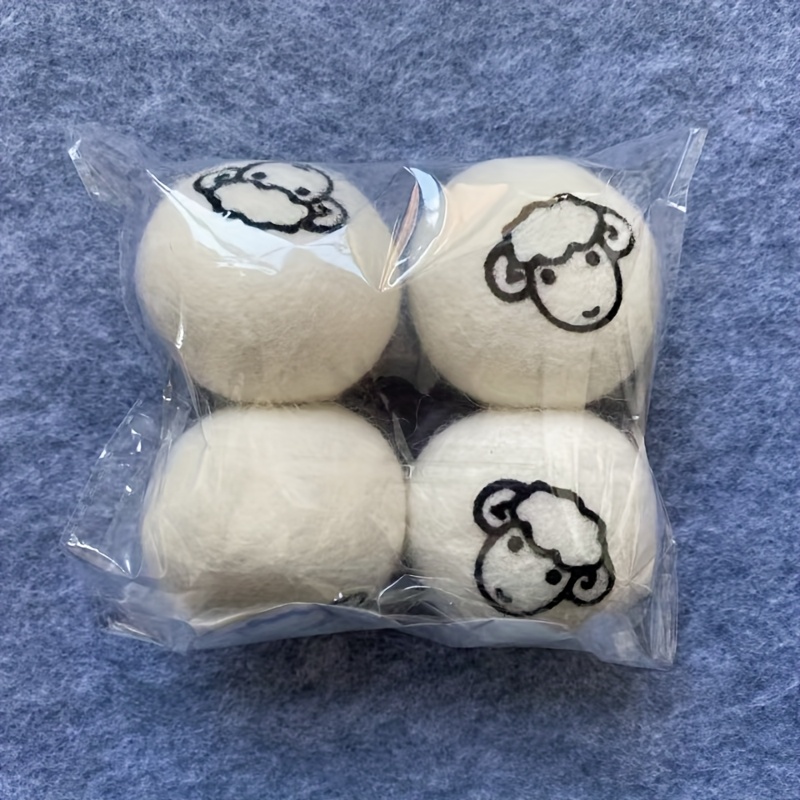 TEMU 4pcs Set Of Reusable Drying Balls, Suitable For Dryers, Natural Fabric Softener And Anti-wrinkle, Drying Balls, Used For Removing Pet Hair,