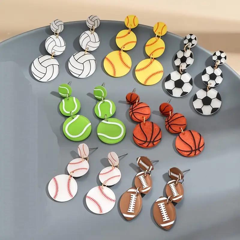 sporty chic handmade polymer clay sports ball earrings collection details 0