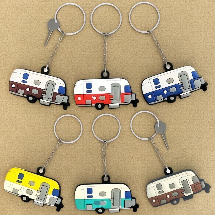 

6pcs Travel Trailer & Campervan Keychains, Cute Cartoon Pvc Key Rings, Decorative Keychain Set, With Ring , For Couples, Perfect Valentine's Day Gift, Suitable For Men And Women