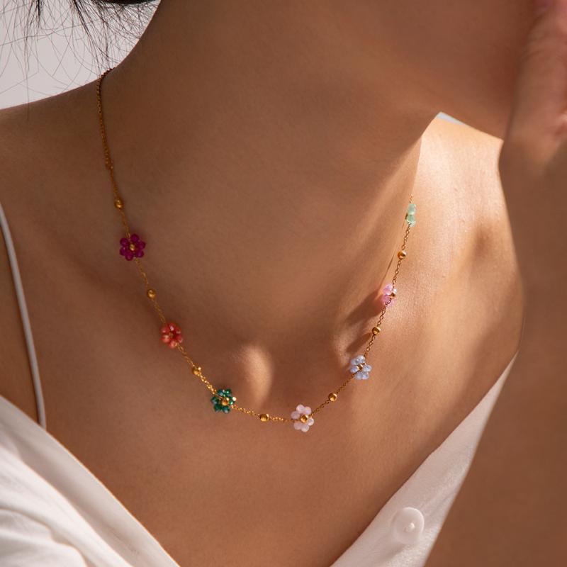 Boho Stainless Steel Necklace & Bracelet Set for Special Occasions