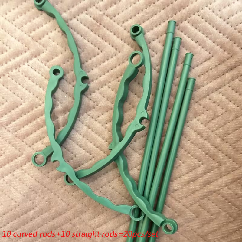 TEMU 20pcs Set: 10 Curved Rods+ 10 Straight Rods, Plastic Plant Support Stake Rings. Suitable For Greenhouse Gardens, Indoor Flowers, And