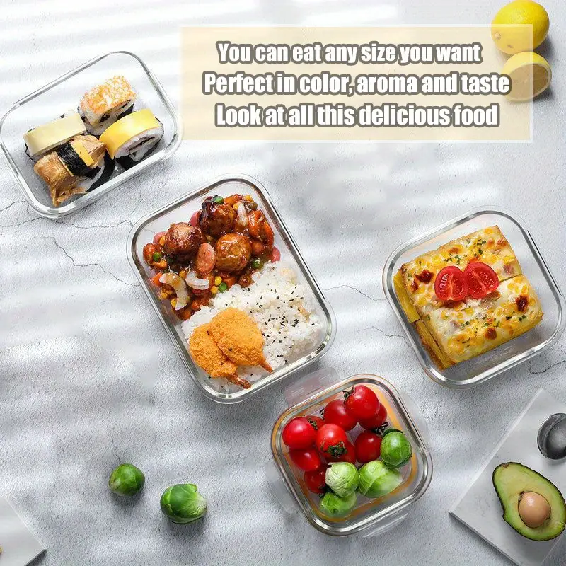 16pcs glass food storage container suitable for pre meal preparation sealed bento box kitchen refrigerator crisper with leak proof lock lid suitable for microwave lunch box oven refrigerator and dishwasher Product details 5
