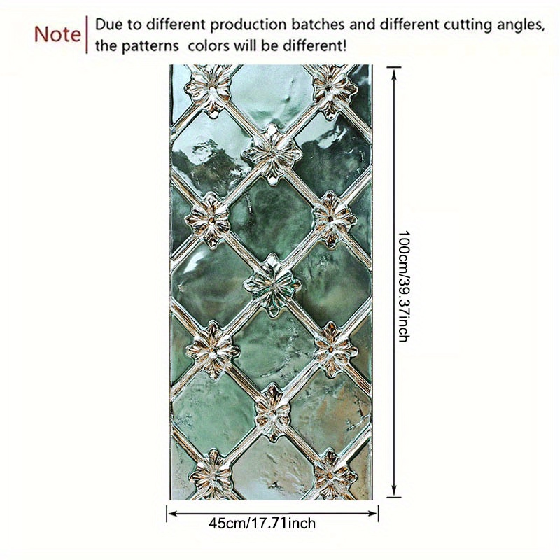 TEMU 2d Flat - 2d Flat - 1pc Of 2d Floral Grid Pattern Static Frosted Window Film, Suitable For Home Offices, Kitchens, Bathrooms, And Window