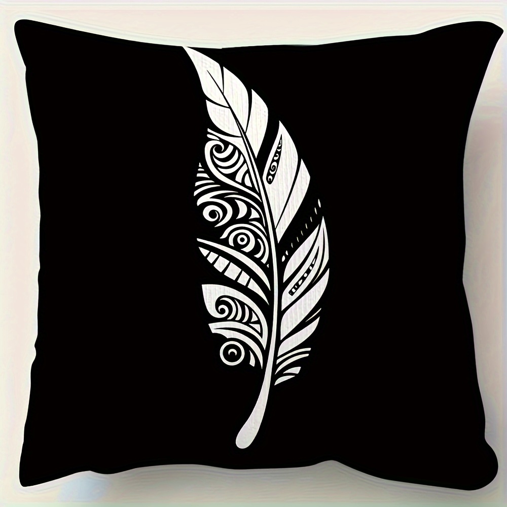 TEMU 1pc Minimalist Maori Bird Pillow Cover - Durable, Machine Washable, Contemporary Maori , Zip Closure, Sofa & Farmhouse Chair Decor, Ideal For