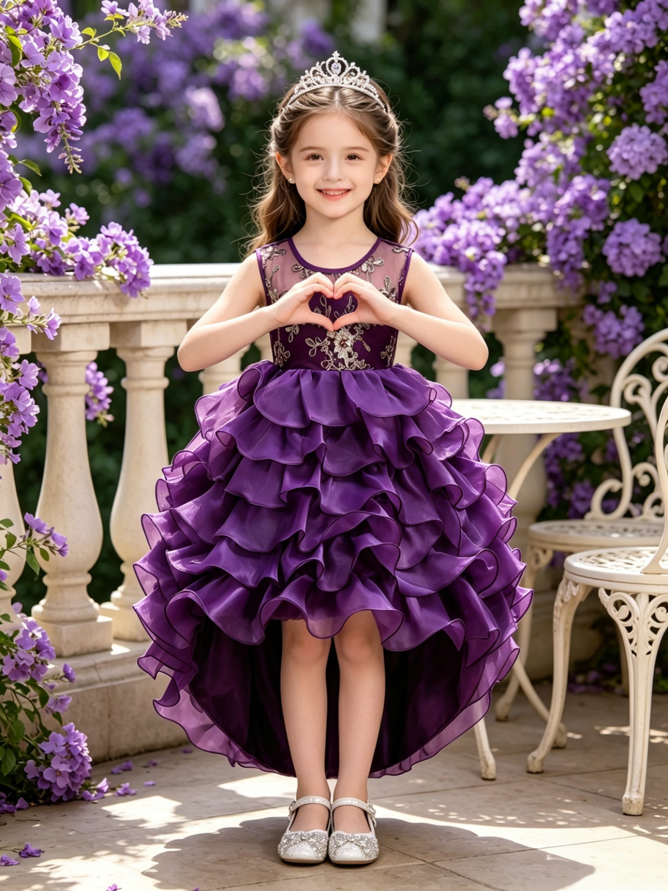 strapless open back dress Girls Short Sleeve Tiered summer party Dress 100% cotton main image 1