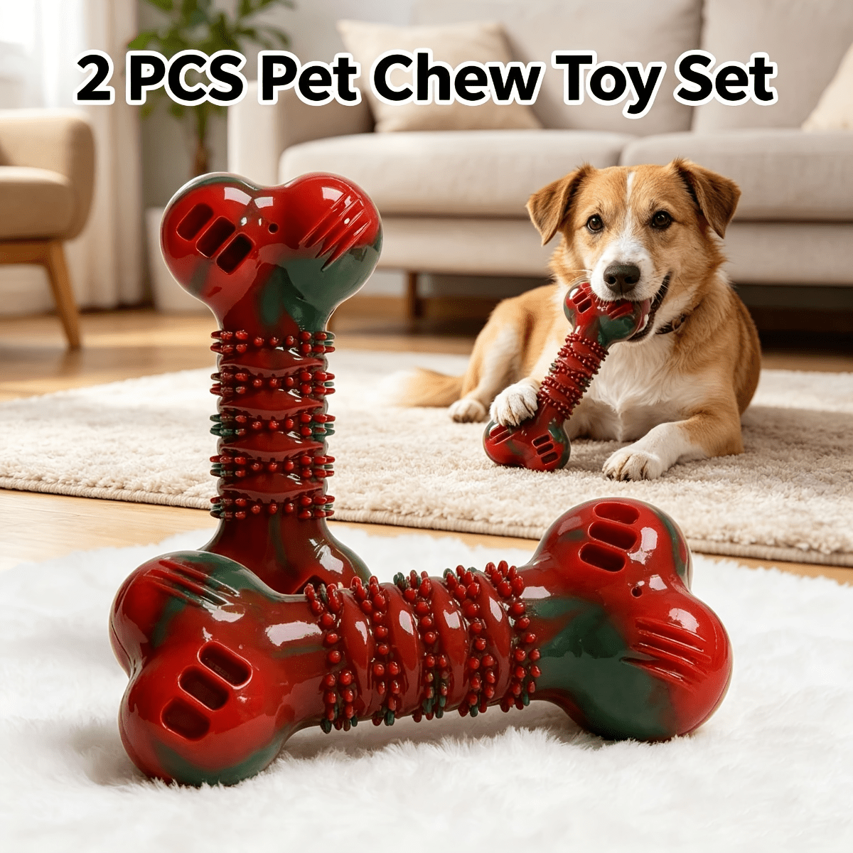 TEMU 1- 2pcs Christmas Dog Chew Toys Gifts, Medium - Dental & Gum Wellness, Stimulating Fun, Durable For Heavy Chewers, For A Furry Child