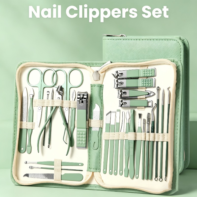 Purple Complete Nail Clipper Set with Storage Bag