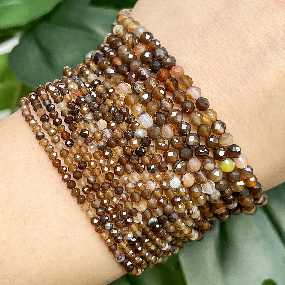 Brown Faceted Agate Beads for DIY Jewellery Making