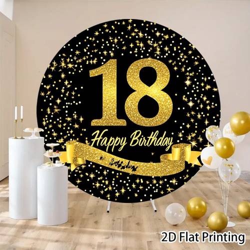 item picture 2d flat 1pc banner 2d flat 2d flat banner birthday celebration golden sequin printed round elastic background cloth multi size elastic fabric ensures smooth shooting suitable for indoor and outdoor activities 2d flat