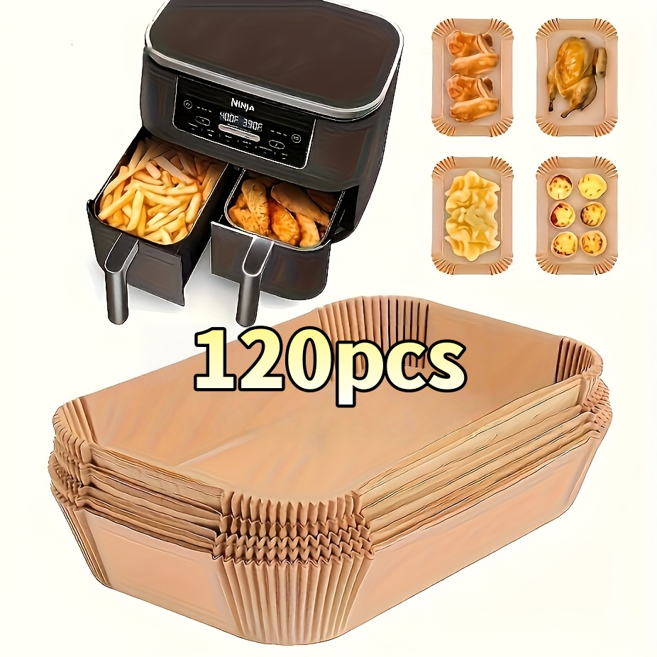 60/120/240pcs Rectangular Air Fryer Paper, Dual Air Fryers Parchment Liner Disposable Oil & Waterproof Sheets For Christmas Halloween Easter Accessories Easy Holiday Gift