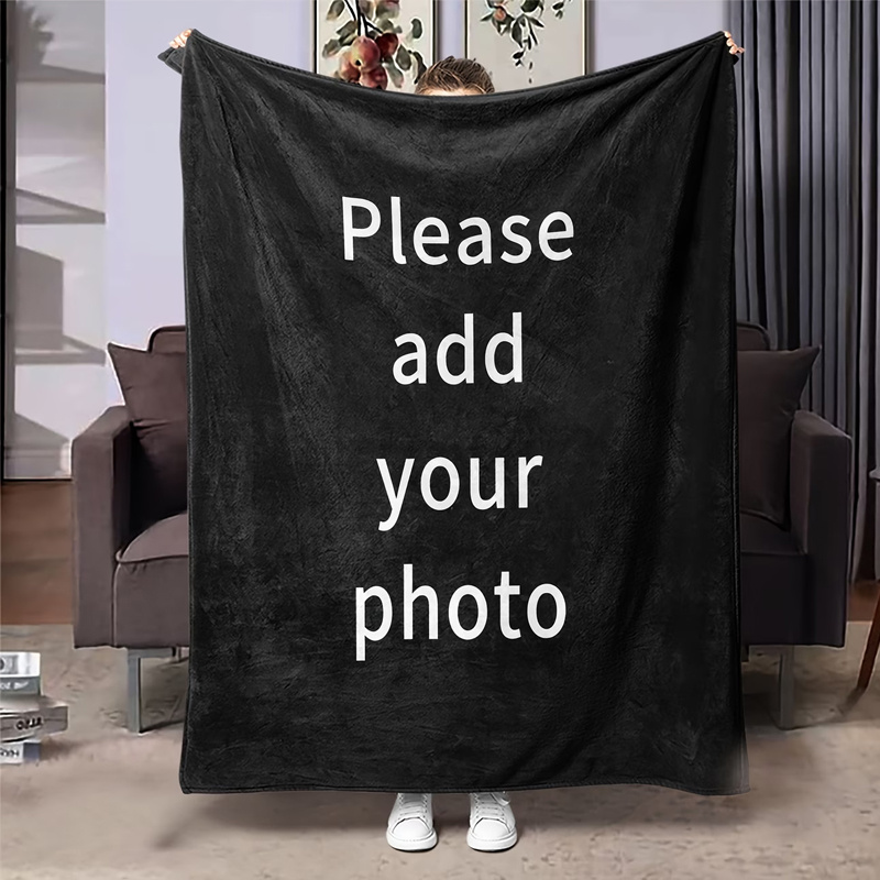 TEMU Custom Photo Fleece Blanket - Soft Warm 100% Polyester Personalized Gift With Printed Design, Decor, Travel, Office Throw - Perfect Birthday And
